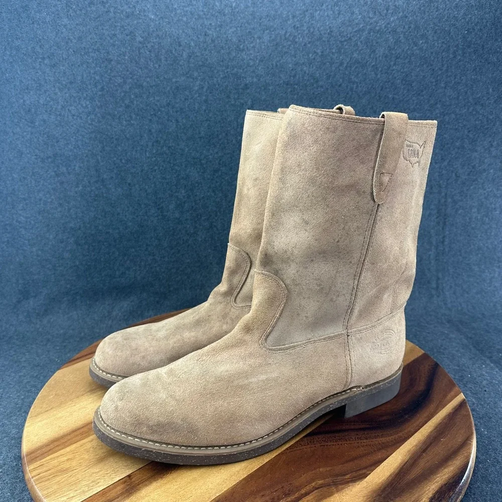 Vtg 70s Dickies Made in USA Tan Suede Cowboy Western Boots Size 11 EE